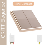 Беспроводной выключатель GRITT Elegance 2кл. золотистый комплект: 1 выкл., 2 реле 500Вт E231220SG