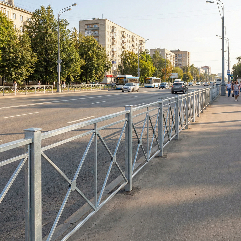 Стойка пешеходного ограждения ПО-1 Крест 80х80 несъемная, цинк