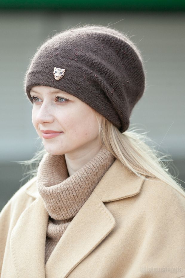 52vfu34 Шапка Катта (Кофейный / б/р / Две бабочки / 30х30х6 / б/р / Трикотаж / 0.3)