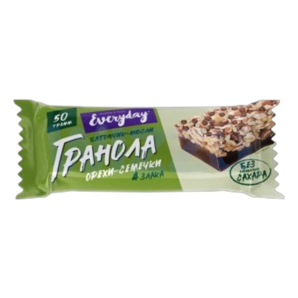 Батончик-мюсли c Глазур. Орехи-Семечки пакет EVERYDAY GRANOLA 50*24 и 12