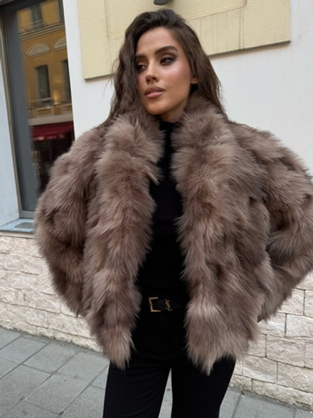 Шуба из эко меха Автоледи шиншилла капучино