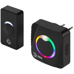 Звонок дверной ЭРА POLYCOLOR C101 беспроводной RGB подсветка от сети чёрный 36 мелодий | Электротовары