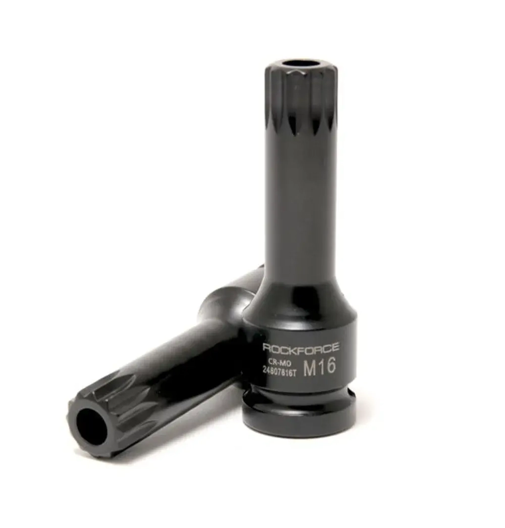 Головка-бита SPLINE ударная M16 с отверстием, 1/2'' RockForce##Rock FORCE RF-24807816T