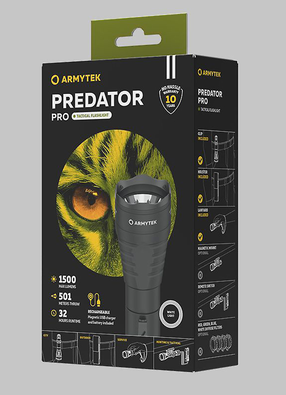 Фонарь Armytek Predator Pro Magnet USB (холодный свет) F07301C 1500 Лм