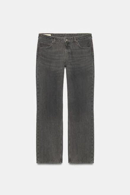 ZARA ДЖИНСЫ TRF STRAIGHT С НИЗКОЙ ПОСАДКОЙ, СЕРЫЙ