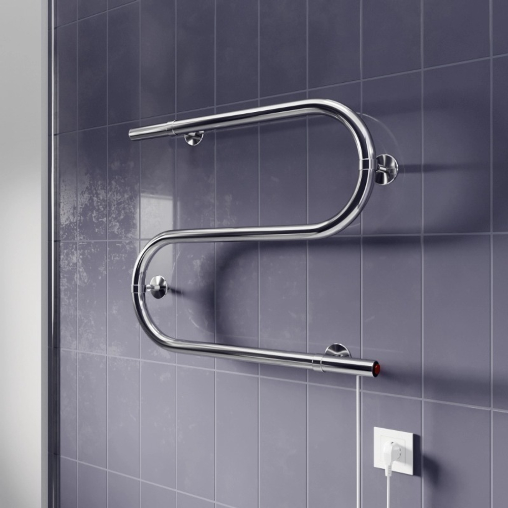 Полотенцесушитель MIXLINE СВОБОДА S-обр/симпл s 40x40 (кнопочный выкл, 100 Вт) ХРОМ