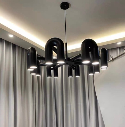 Pendant design lamp Cirkus by AGO Lighting (6 lampshades/Black)