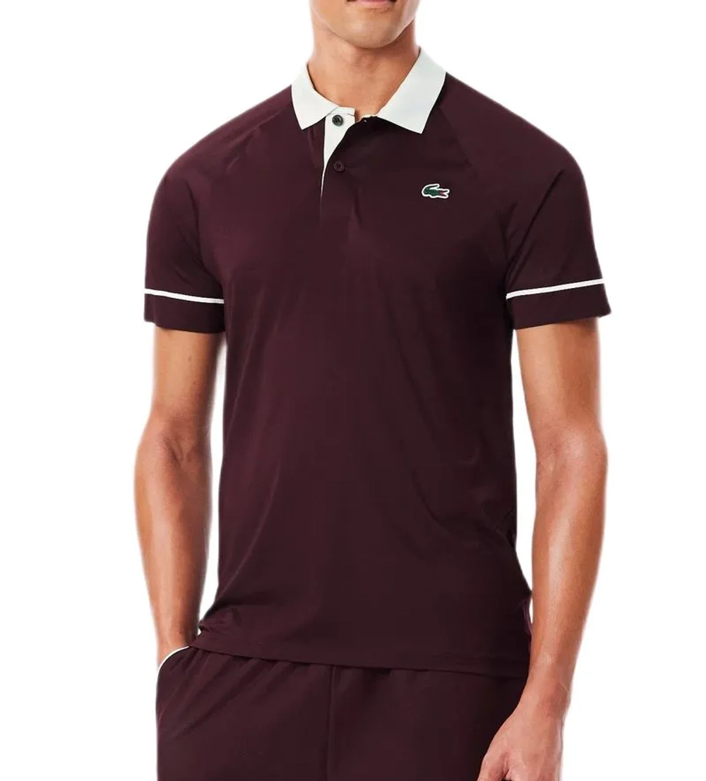 Мужское теннисное поло Lacoste Tennis x Novak Djokovic On Court - maroon/white