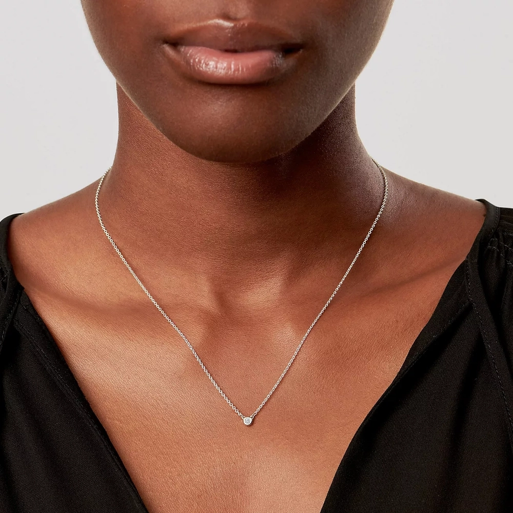 Подвеска из серебра с бриллиантом 0.03 карата, Tiffany💠by Yard, В наличии