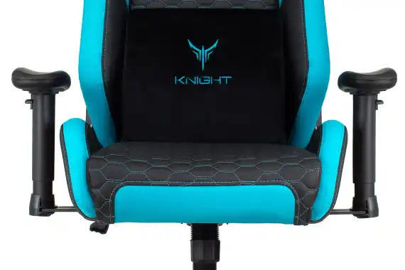 Кресло игровое Knight Neon черный/голубой соты экокожа с подголов. крестов. металл