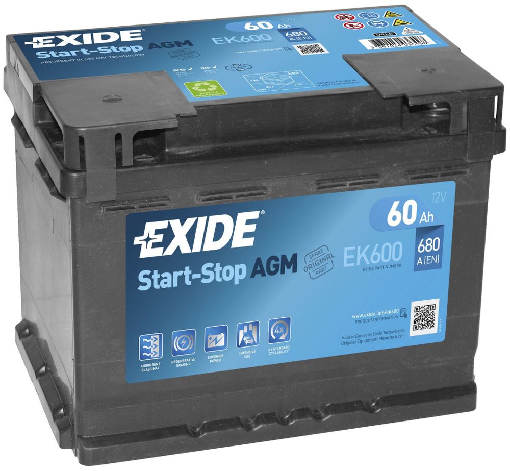 Exide Start&Stop AGM 6СТ- 60 ( EK600 ) аккумулятор Exide Start&Stop AGM 6СТ- 60 ( EK600 ) аккумулятор