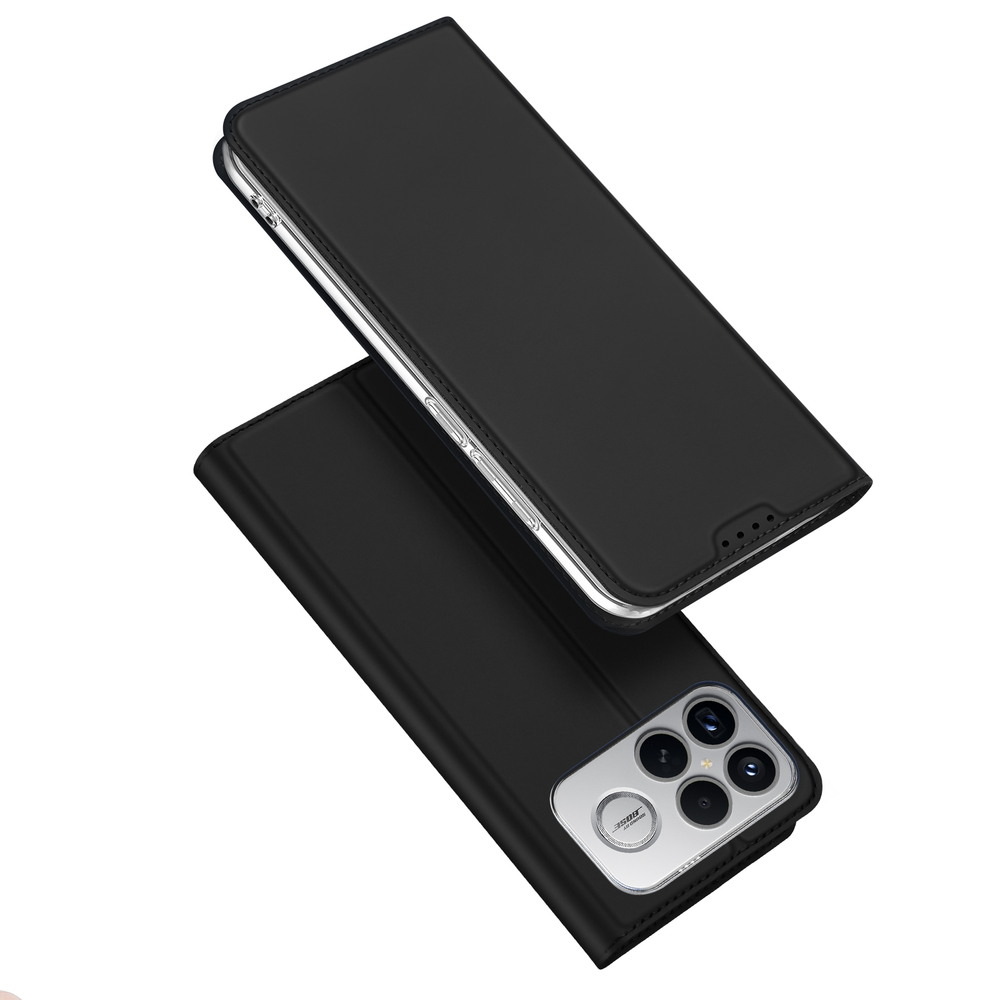 Чехол книжка из PU кожи черного цвета для Xiaomi Poco F8 Ultra и Redmi K90 Pro Max, серия Skin Pro Series от Dux Ducis
