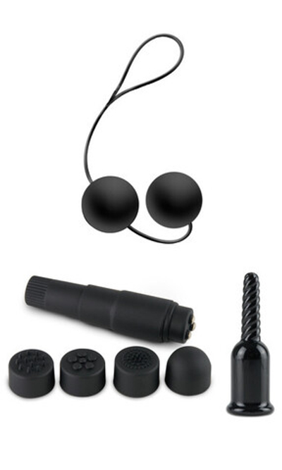 Набор для BDSM-игры Ultimate Bondage Kit (11 предметов) (Цвет: черный, серый фиолетовый, серебряный)