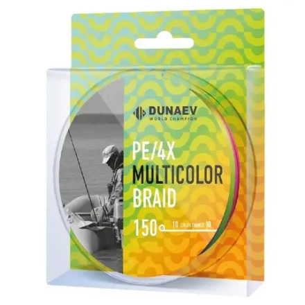 Шнур DUNAEV MULTICOLOR BRAID PE X4 150м 0,16мм