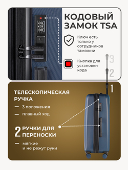 Чемодан L с кейсом в комплекте Темно-синий