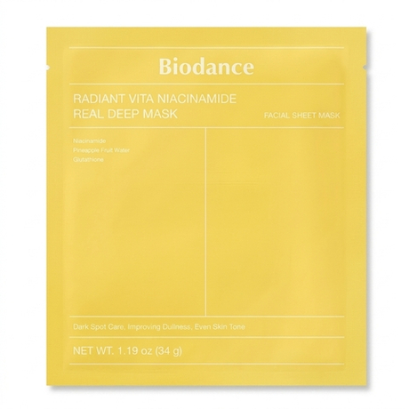 Гидрогелевая маска с ниацинамидом для сияния кожи Biodance Radiant Vita Niacinamide Real Deep Mask, 34г
