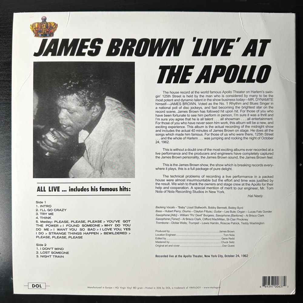 James Brown ‎– Live At The Apollo (Европа 2021г.) Blue