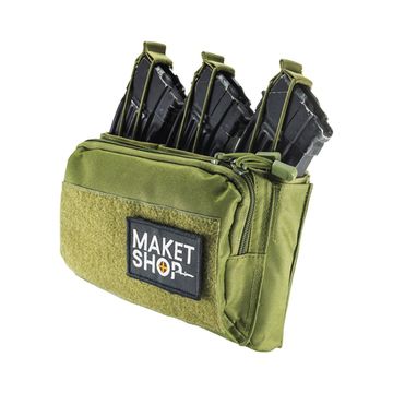 Подсумок под три магазина АК с административным отделением, olive