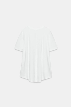 ZARA ФУТБОЛКА INTERLOCK С КАРМАНОМ, БЕЛЫЙ