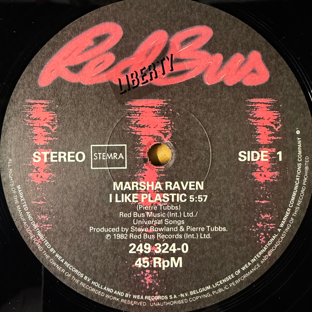 Marsha Raven ‎– I Like Plastic (Голландия 1982г.) 12", 45 RPM