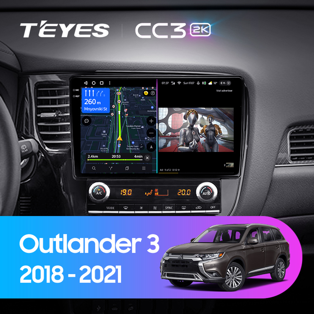 Teyes CC3 2K 10,2"для Mitsubishi Outlander 2018-2021
