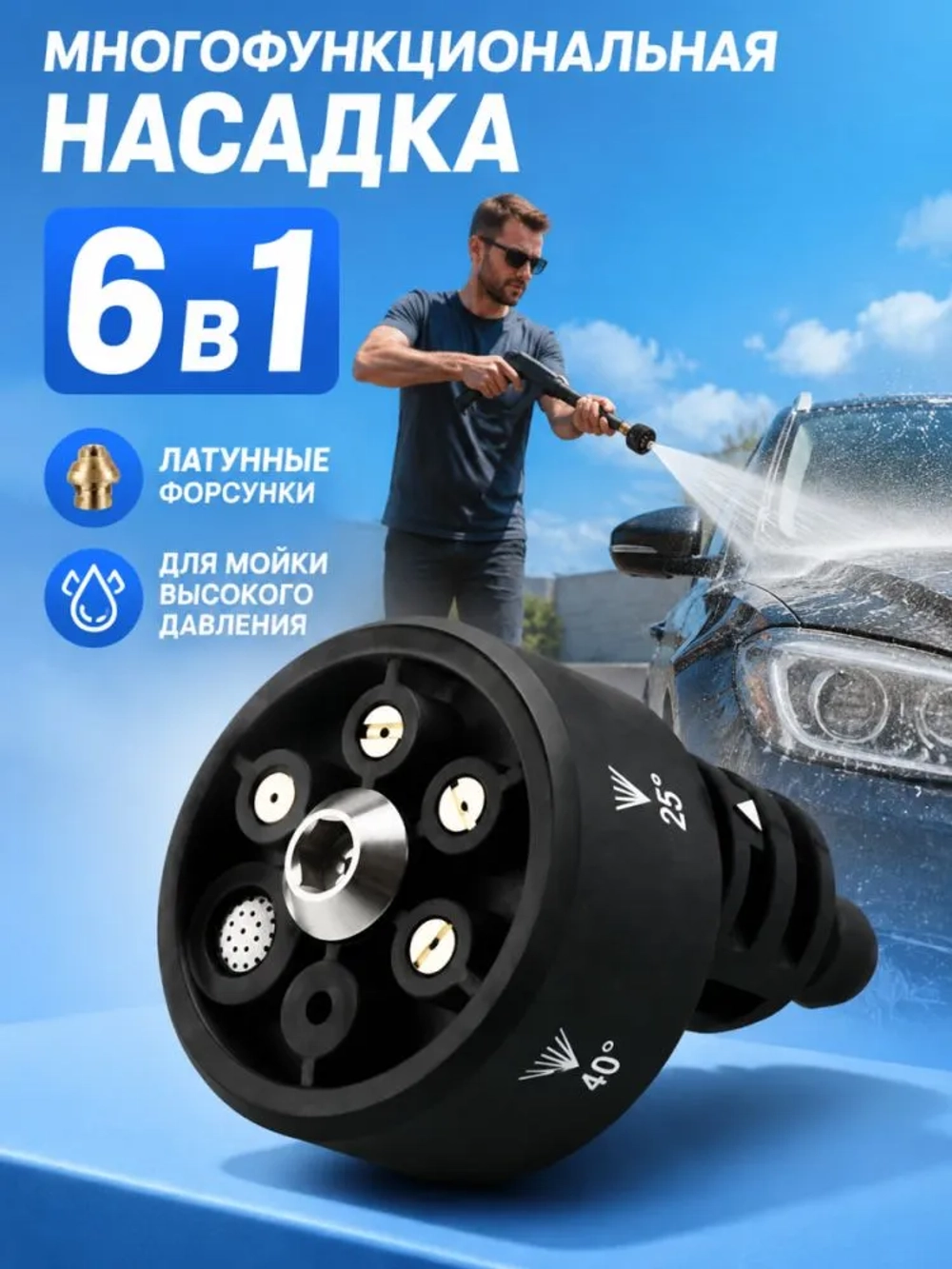 Распылительная насадка для мойки высокого давления 6 в 1