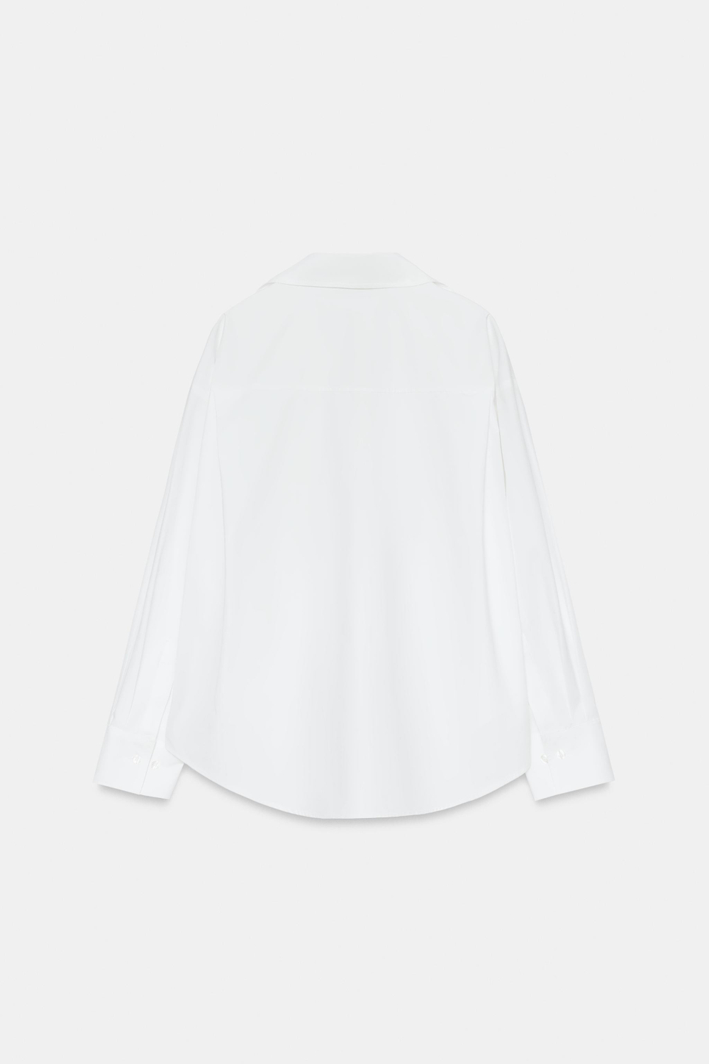 ZARA БАЗОВАЯ РУБАШКА ИЗ ПОПЛИНА, БЕЛЫЙ