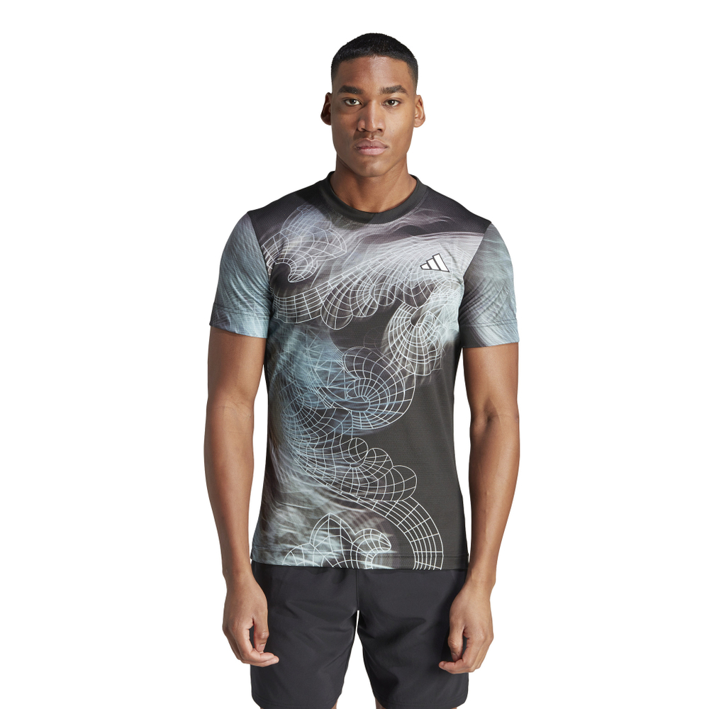 Мужская теннисная футболка Adidas Printed T-Shirt Pro - black/green