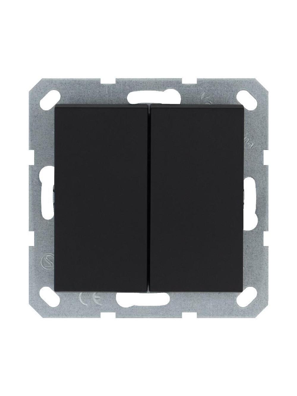 Кнопка 2-кл. 10А IP20 с переключающим контактом механизм черн. матов. soft touch Jasmart G3020PB