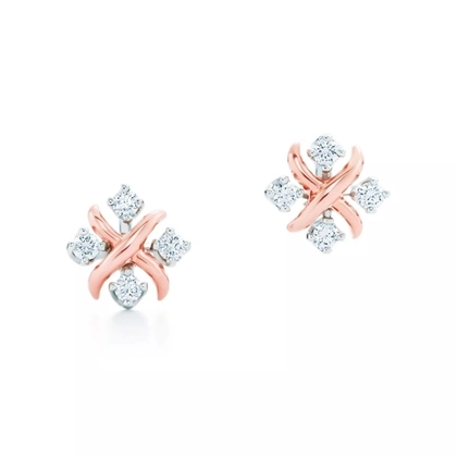 Серьги из розового золота 18k с бриллиантами, Tiffany 💎 Jean Shlumberge Lynn. В наличии