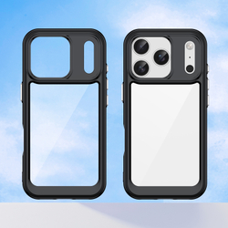 Прозрачный противоударный чехол для iPhone 17 Pro, с усиленными защитными рамками черного цвета