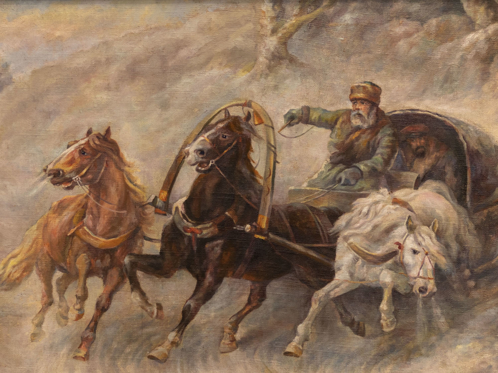Н/х. Русская тройка. Холст, масло. Россия. 1900 г.