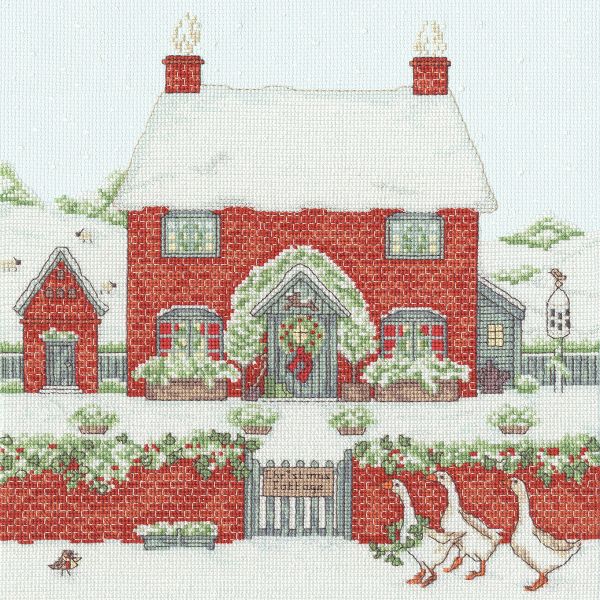 Набор для вышивания нитками Bothy Threads, Christmas Cottage, 26х26 см