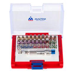 МАСТАК (058-10032C) Набор вставок (бит) 1/4", TORX, HEX, Pozidriv, Phillips, Slotted, 32 предмета