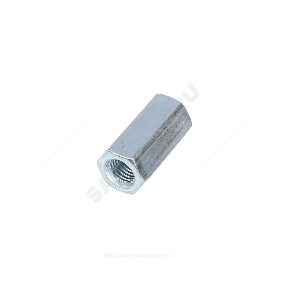 Гайка удлиненная стальная оц М10х30 к.п. 5 шестигранная DIN 6334