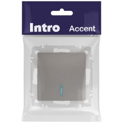 Выключатель Intro Accent 6-102-09 с подсветкой, 10А-250В, IP20, СУ, AL/CU, титан | Intro