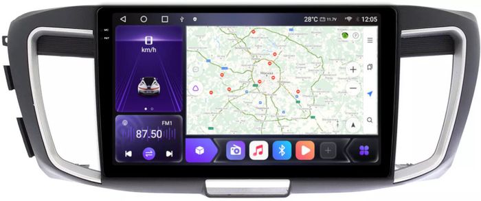 Магнитола для Honda Accord 9 2013-2015 (CR2) - Kuberg OL-1642 QLed+2K, Android 12, Быстрая, CarPlay, 4G SIM-слот