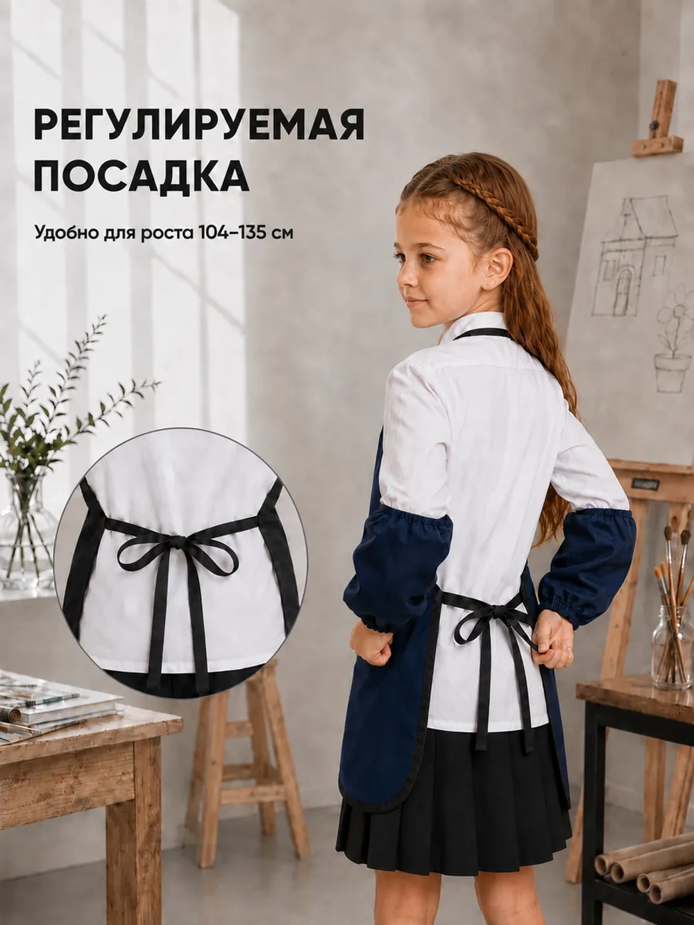 Фартук для детского творчества (темно-синий)