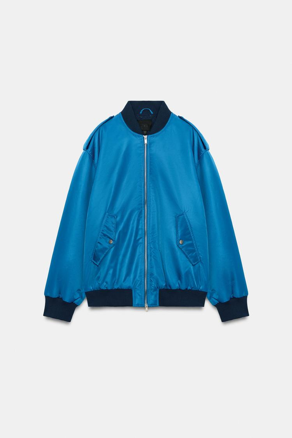 ZARA БОМБЕР ОВЕРСАЙЗ С ХЛЯСТИКАМИ, ЯРКО-СИНИЙ