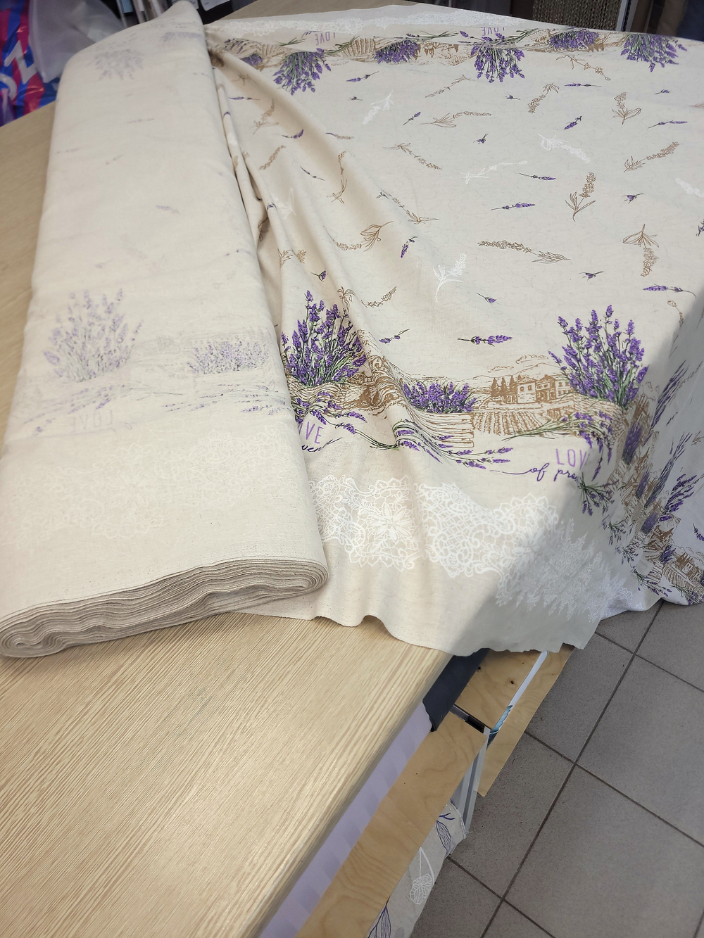 2,5м. Полулен ткань для шитья, Любовь к провансу (с каймой), 150х250 см