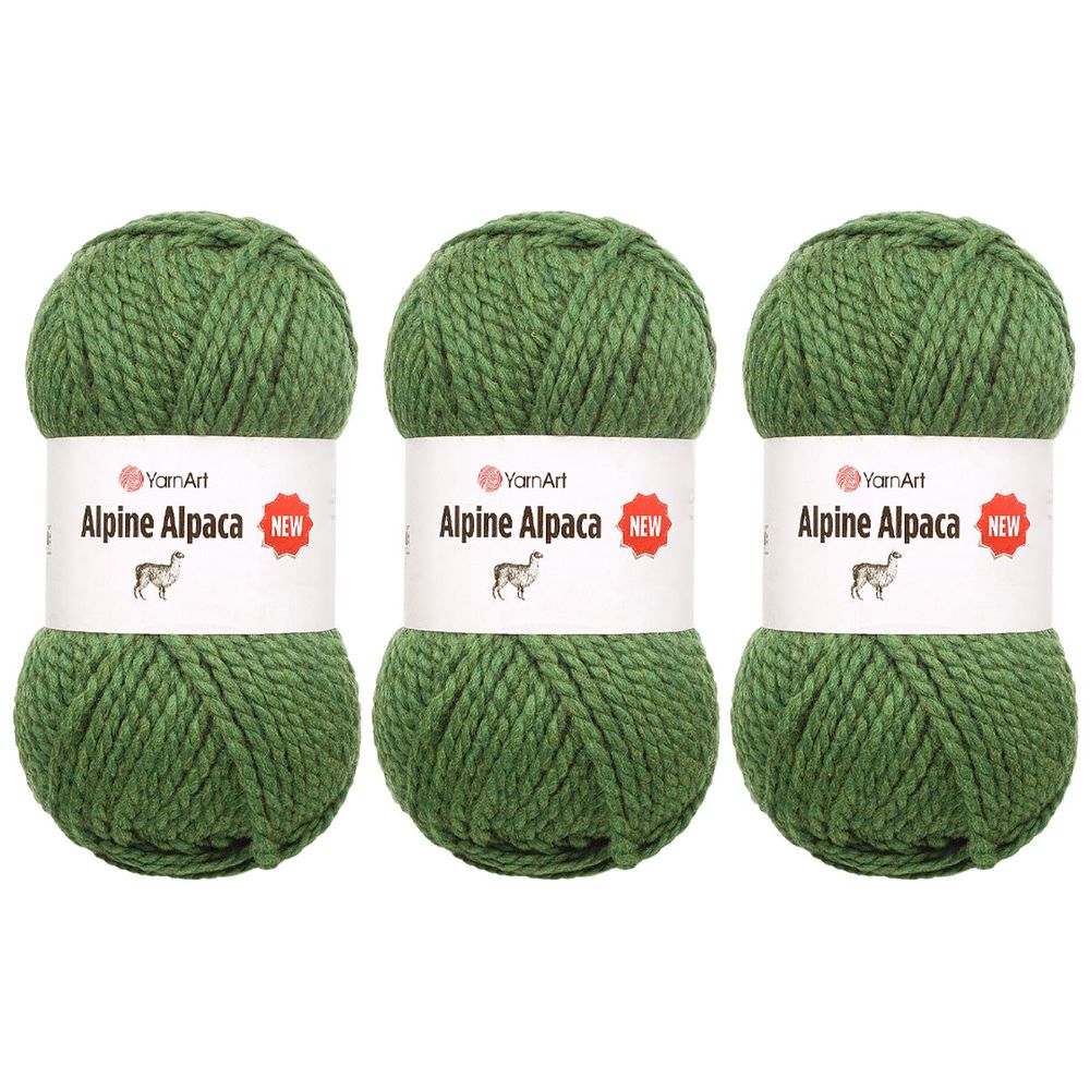 Пряжа YarnArt (ЯрнАрт) Alpine Alpaca New / уп.3 мот по 150 г, 120 м, 1449 зеленый