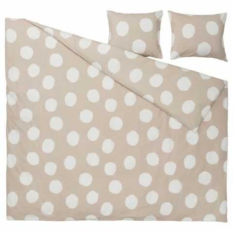 Комплект постельного белья IKEA KLYNNETAG (КЛИННЕТАГ), Двуспальный, Бежевый с рисунком, 240x220, 50x80 см
