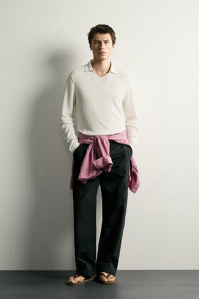 ПОЛО ИЗ КОНОПЛИ И ВИСКОЗЫ REGULAR FIT — ZARA