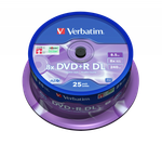 Оптический диск Verbatim DVD+R DL 8x 8,5GB AZO Silver Mate, Cake Box, 25 шт.