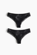Кружевные трусы Brazilian, 2 шт. — Бледно-бежевый — H&M 1347091