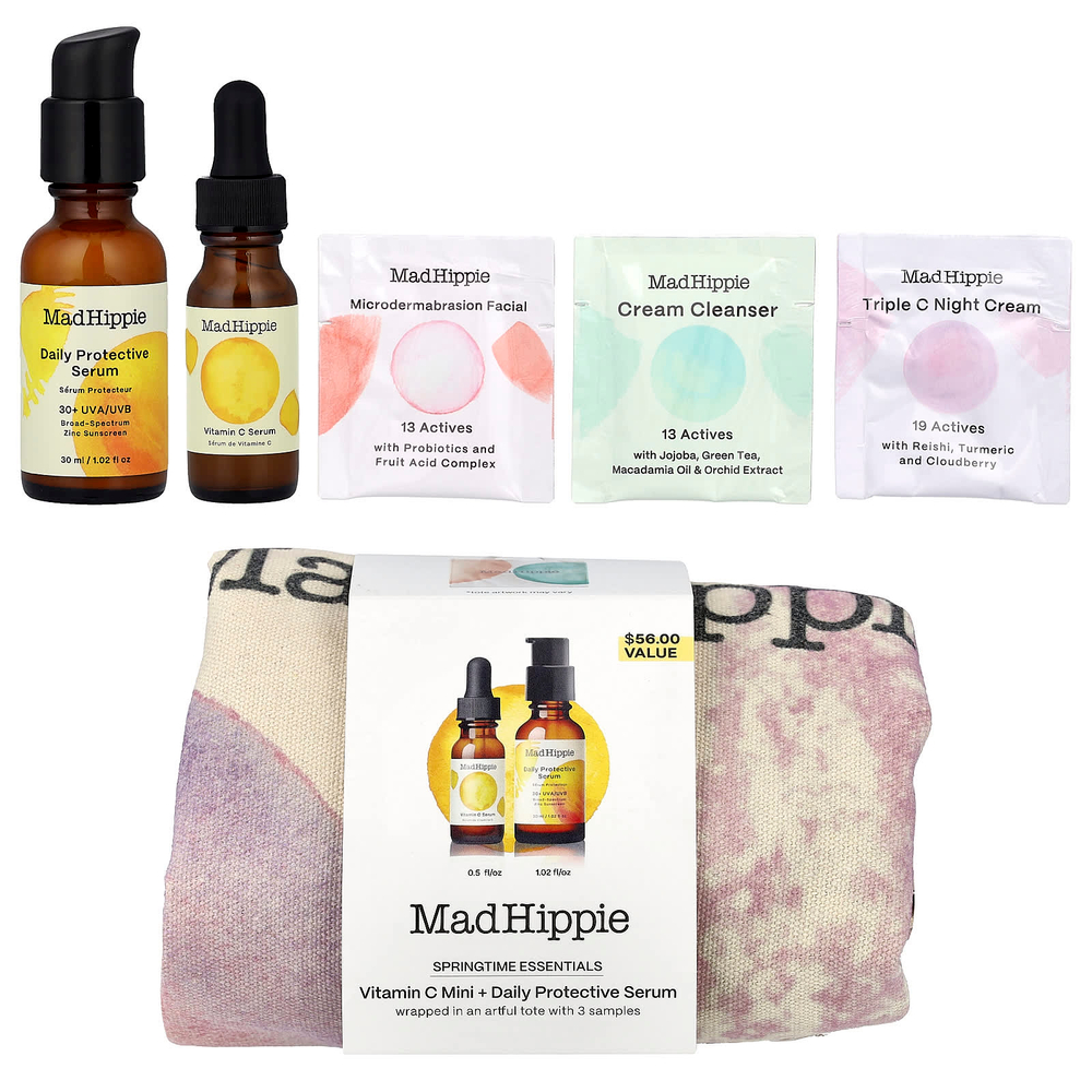 Mad Hippie, Springtime Essentials, витамин C в мини-капсулах и ежедневная защитная сыворотка, набор из 6 продуктов