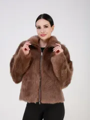 Двусторонняя дубленка зимняя шуба натуральная короткая