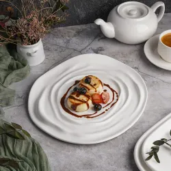 Тарелка 29*26 см h2,5/1,7 см овальная Relief Wave белая фарфор P.L. Proff Cuisine [4]