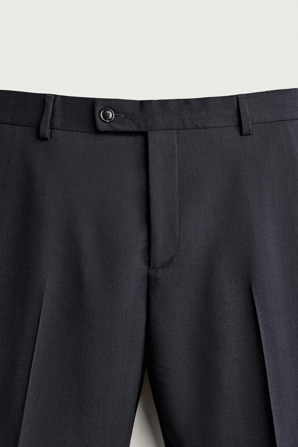 ZARA КОСТЮМНЫЕ БРЮКИ REGULAR FIT ИЗ 100% ШЕРСТИ, МОРСКОЙ ТЕМНО-СИНИЙ