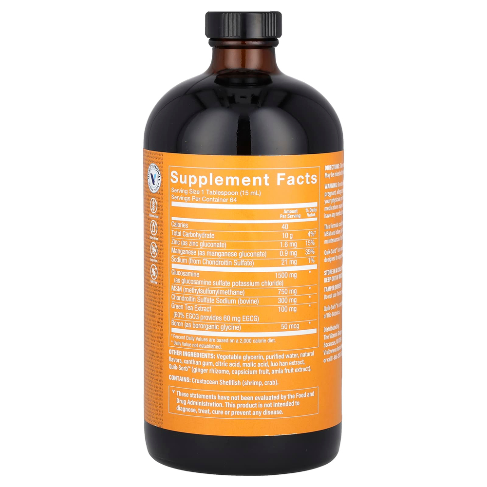The Vitamin Shoppe, Глюкозамин и хондроитин с МСМ, апельсин, 946 мл (32 жидк. унц.)